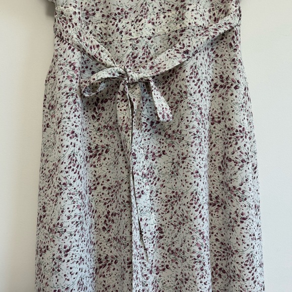 Lovestitch Erina Cream and Purple Floral High-Low Ruffled Wrap Sundress - Picture 9 of 15